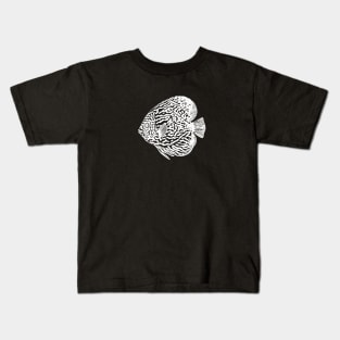 Discus Fish or Pompadour Fish - aquarium lovers black and white design Kids T-Shirt